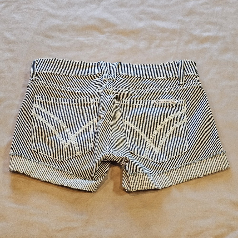 WILLIAM RAST Denim SCARLET SHORTS Striped Rolled Cut-Off Made In USA Size 24‎ - Picture 8 of 11